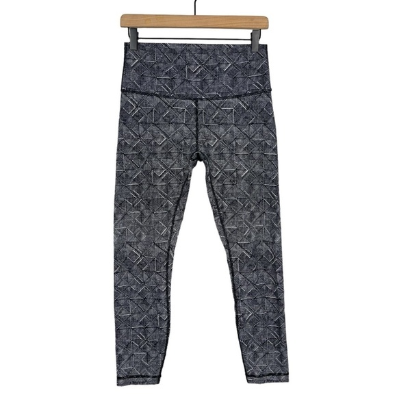 Lululemon Leggings Womens 8 High Rise Wunder Under 7/8 Tight Printed Gym Active - Picture 1 of 8
